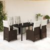 vidaXL 7-delige Bistroset met kussens poly rattan bruin