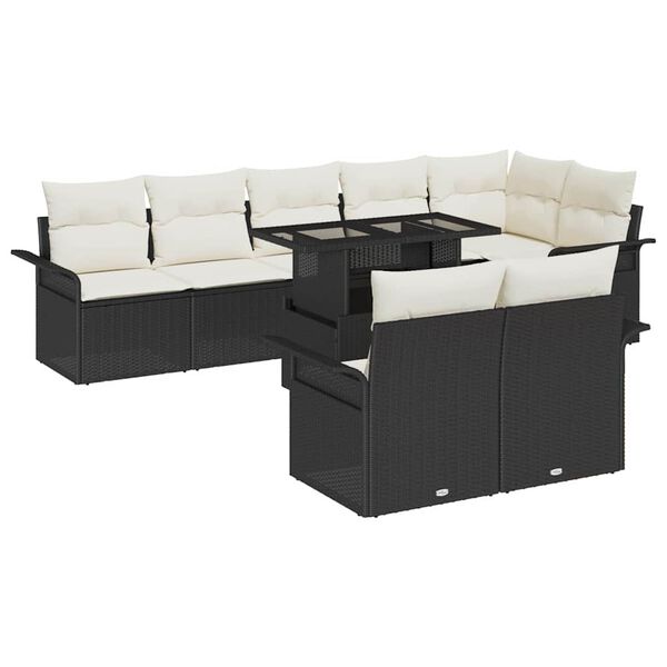vidaXL Tuin Sofa Set met kussen 9 pcs Zwart Poly riet