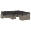 vidaXL 11-delige Loungeset met kussens poly rattan grijs