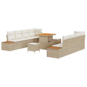 vidaXL Tuinbankenset met kussen 11 pcs Beige en Cr&egrave;me
