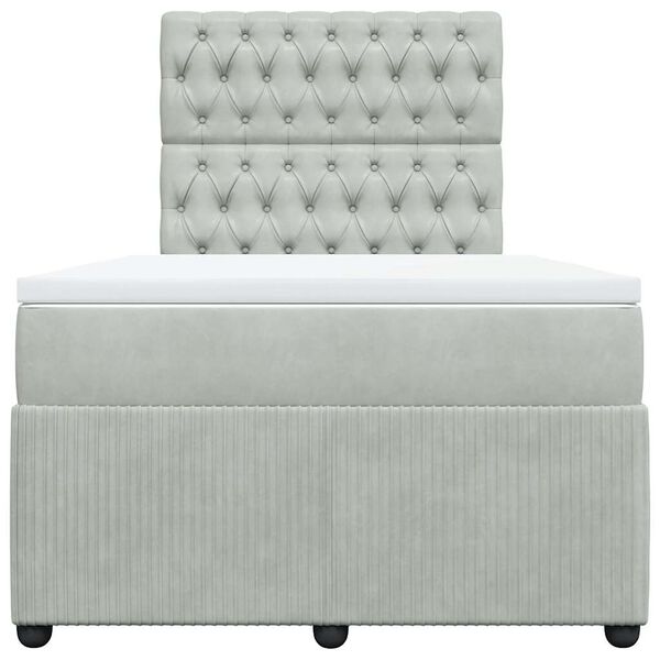 vidaXL Boxspring met matras fluweel lichtgrijs 120x200 cm