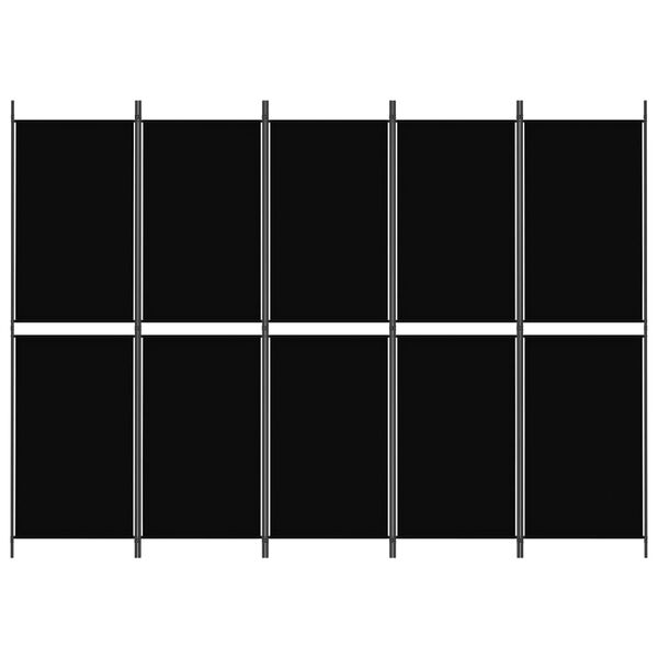 vidaXL Kamerscherm met 5 panelen 250x180 cm stof zwart