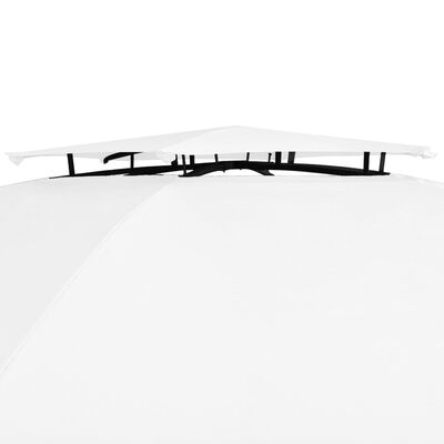 vidaXL Tuinpaviljoen met gordijnen 180 g/m² 360x312x265 cm wit