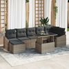 vidaXL Tuin Sofa Set 8 pcs Grijs Poly Rattan en Poedergecoat Staal