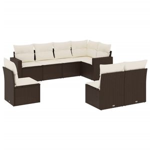 vidaXL 8-delige Loungeset met kussens poly rattan bruin