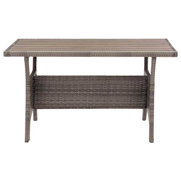 vidaXL Tuintafel 120x70x66 cm poly rattan grijs