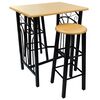 vidaXL 3-delige Bartafel en -krukkenset massief hout en staal
