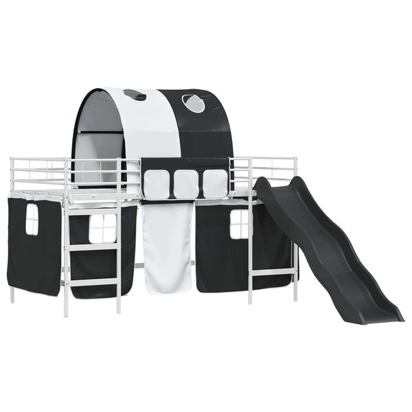 vidaXL Loftbed voor Kids Wit en zwart 99,5 x 200 cm Metaal