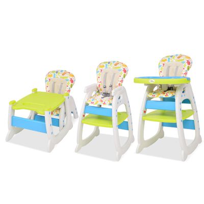 vidaXL Kinderstoel met blad 3-in-1 verstelbaar blauw en groen