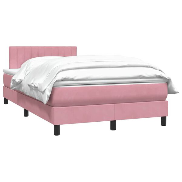 vidaXL Boxspring met matras fluweel roze 120x220 cm
