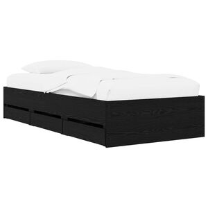 vidaXL Bedframe met opslag met lade Zwart eiken Bewerkt hout