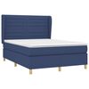 vidaXL Boxspring met matras stof blauw 140x190 cm