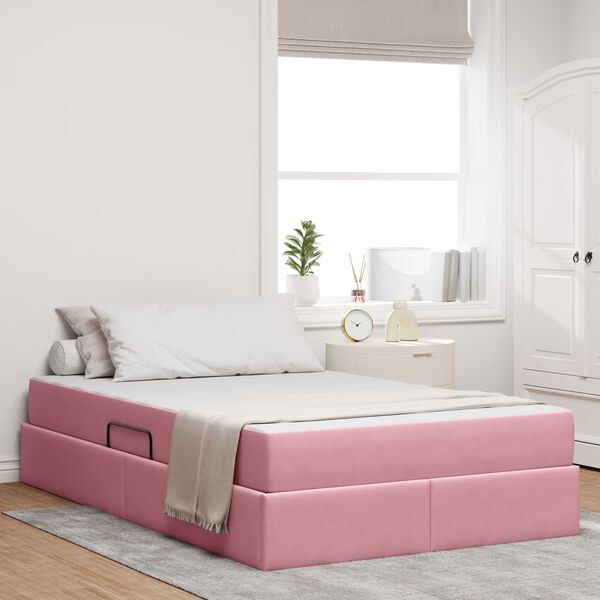 vidaXL Opbergbed met matras met matras Roze 120 x 190 cm Fluweel