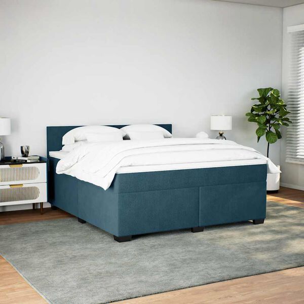 vidaXL Boxspring met matras fluweel blauw 180x200 cm
