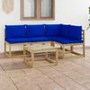 vidaXL 5-delige Loungeset met blauwe kussens