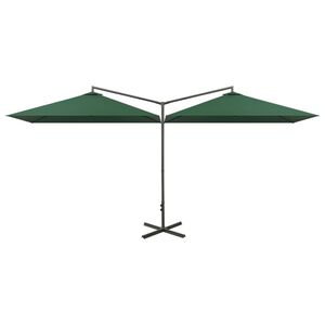 vidaXL Parasol dubbel met stalen paal 600x300 cm groen