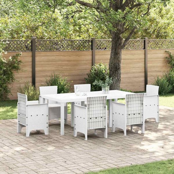 vidaXL Tuin Eettafel Wit 200 x 100 x 73 cm poly rattan