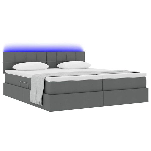 vidaXL Bed met LED-striplichten Donkergrijs 180 x 200 cm Stof