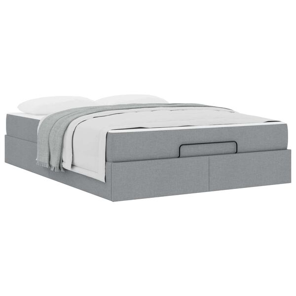 vidaXL Bedframe met matras met matras 2 pcs Lichtgrijs Stof