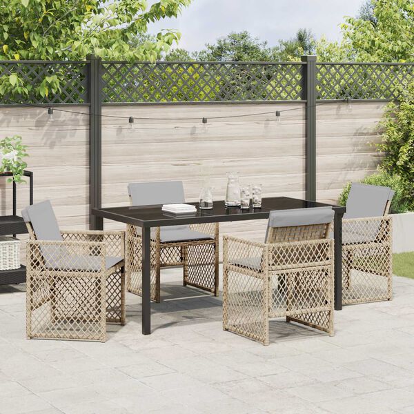 vidaXL Tuin eettafelset 5 pcs Beige poly rattan