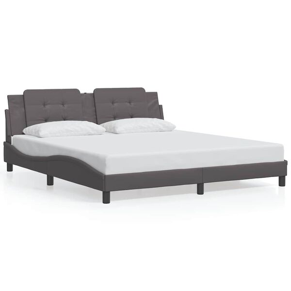 vidaXL Bedframe zonder matras "Zadar" kunstleer grijs 180x200 cm