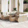 vidaXL 9-delige Loungeset met kussens poly rattan beige