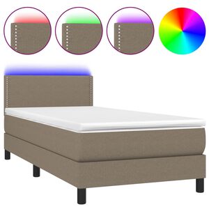 vidaXL Boxspring met matras en LED stof taupe 90x190 cm