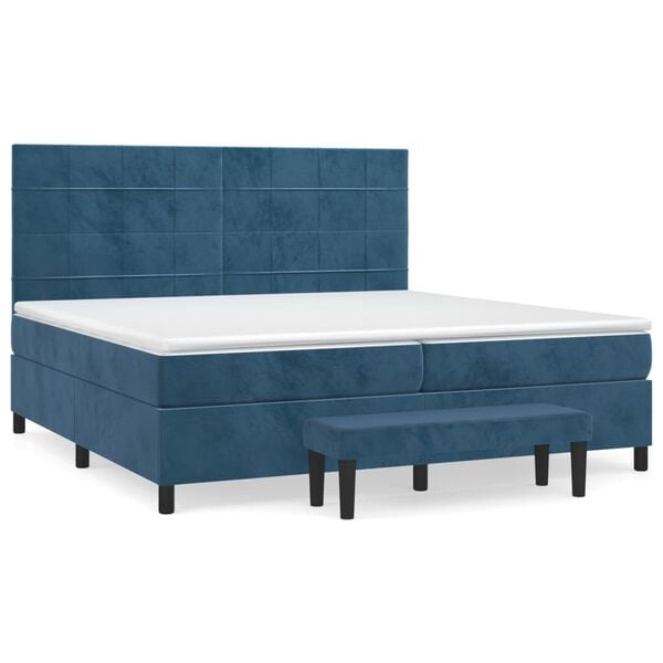 vidaXL Boxspring met matras fluweel donkerblauw 200x200 cm