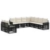 vidaXL Tuinbankenset 9 pcs Zwart en Cream Wit poly rattan