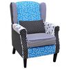 vidaXL Fauteuil met patchwork stof blauw/grijs