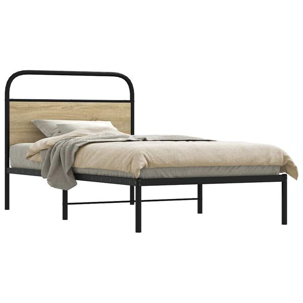 vidaXL Bedframe zonder matras bewerkt hout sonoma eikenkleur 90x200 cm