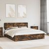 vidaXL Bedframe met hoofdeinde Gerookt eiken 200 x 200 cm Bewerkt hout