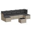 vidaXL 8-delige Loungeset met kussens poly rattan lichtgrijs