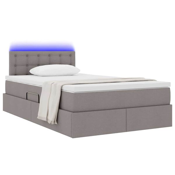 vidaXL Opbergbed met LED met matras Taupe 120 x 200 cm Polyester