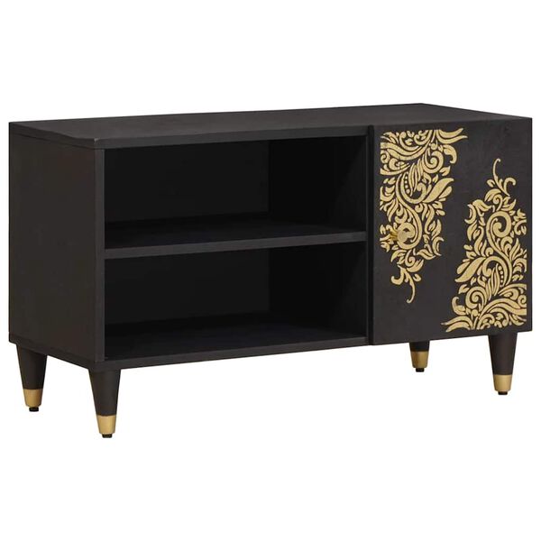 vidaXL TV-kast met plank Zwart 80 x 33 x 46 cm Massief Mango Hout