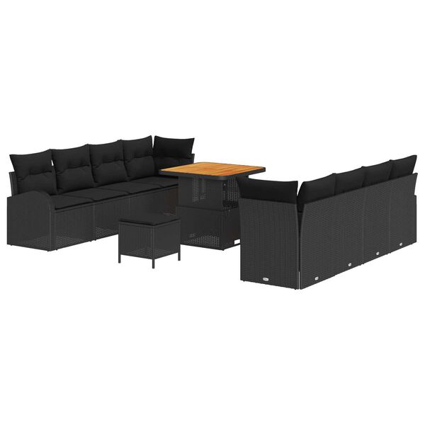 vidaXL Tuin Sofa Set met kussen met opslag met kussen 11 pcs Zwart