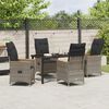 vidaXL Tuin eettafelset met kussen 5 pcs Grijs poly rattan