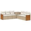vidaXL Bankstel 7 st Beige en Cr&egrave;me Wit Poly Rattan en Staal
