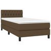 vidaXL Boxspring met matras stof donkerbruin 90x190 cm