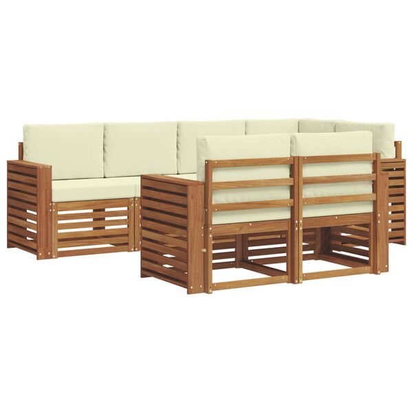vidaXL Sofa-Sets 7 pcs Natuurlijk en Cr&egrave;me Massief Acaciahout