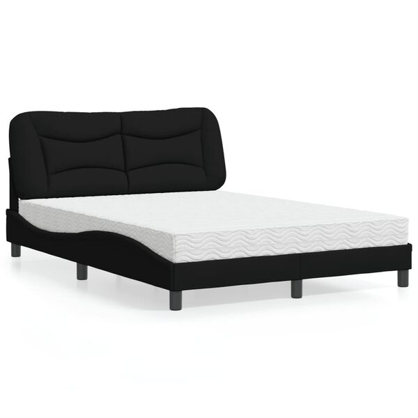 vidaXL Bed met matras "Hvar" stof zwart 120x200 cm