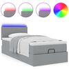vidaXL Ottoman bed met matras en LED's 90x190cm stof lichtgrijs