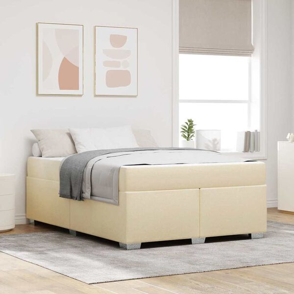 vidaXL Bedframe met matras Cr&egrave;me 140 x 200 cm Stof