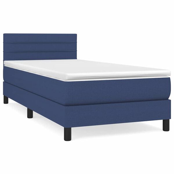 vidaXL Boxspring met matras stof blauw 90x190 cm