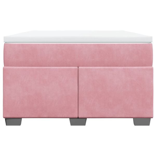 vidaXL Boxspring met matras fluweel roze 120x190 cm