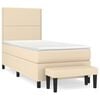 vidaXL Boxspring met matras stof cr&egrave;mekleurig 100x200 cm