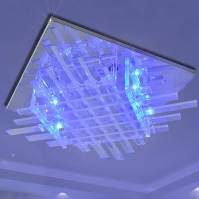 Plafondlamp met glazen stroken (vierkant / RGB / led)
