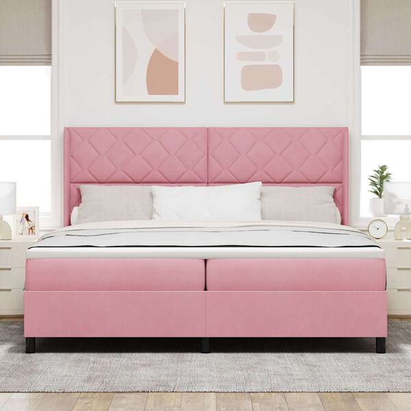 vidaXL Boxspringbed met matras Roze 200 x 200 cm Fluweel