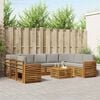 vidaXL Sofa-Sets 10 pcs Natuurlijk en Lichtgrijs Massief Acaciahout