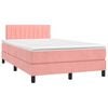 vidaXL Boxspring met matras fluweel roze 120x190 cm